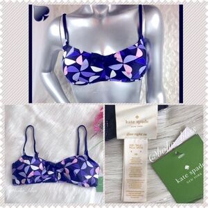 ♠️KATE SPADE | Navy Blue & Pink Bow Print Bikini Top NWT